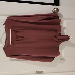 West Kei Dusty Rose Tie-Front Blouse